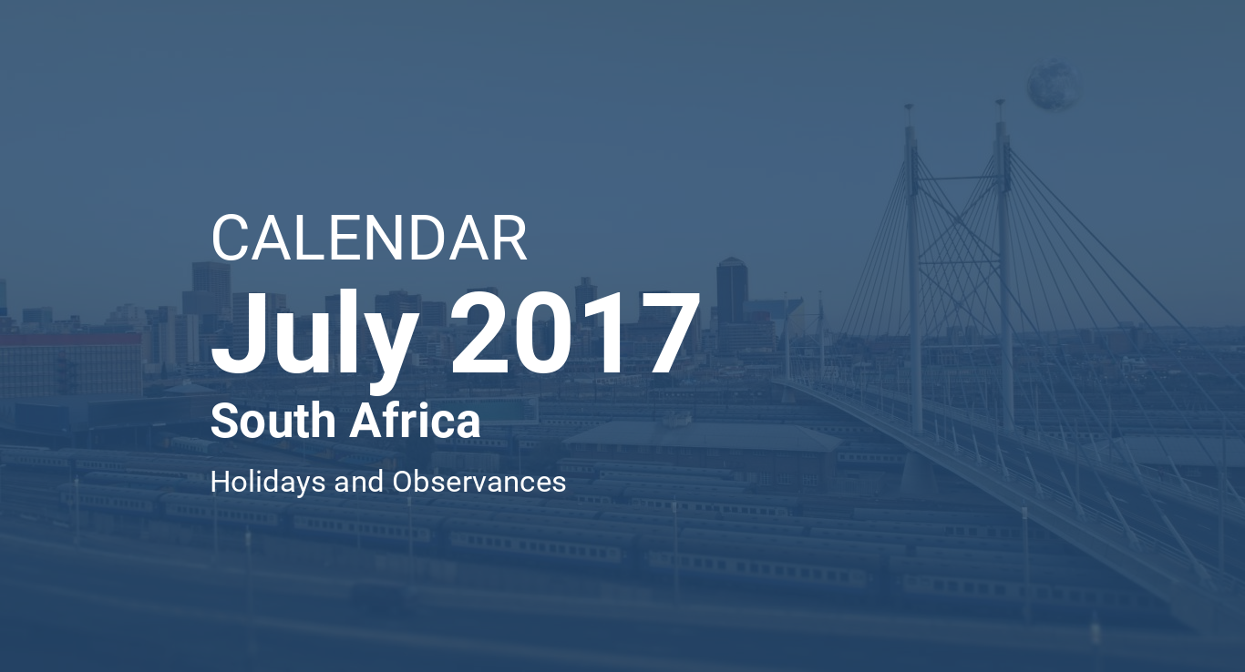 July 2017 Calendar South Africa